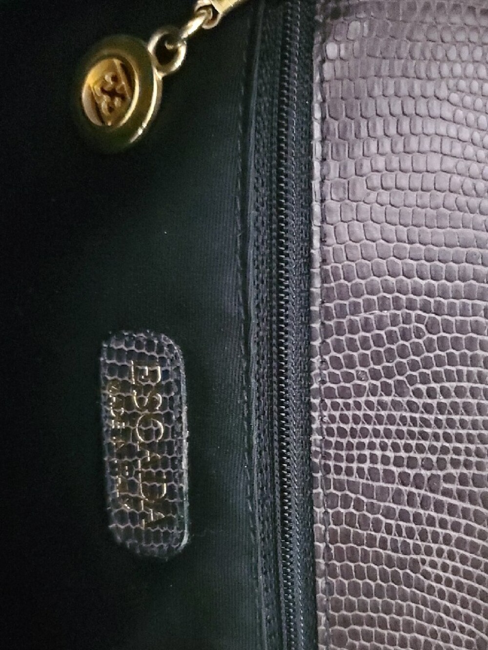 Vintage ESCADA Genuine Lizard Exotic Leather Shoulder Bag Brown Gold Hardware - Picture 8 of 9
